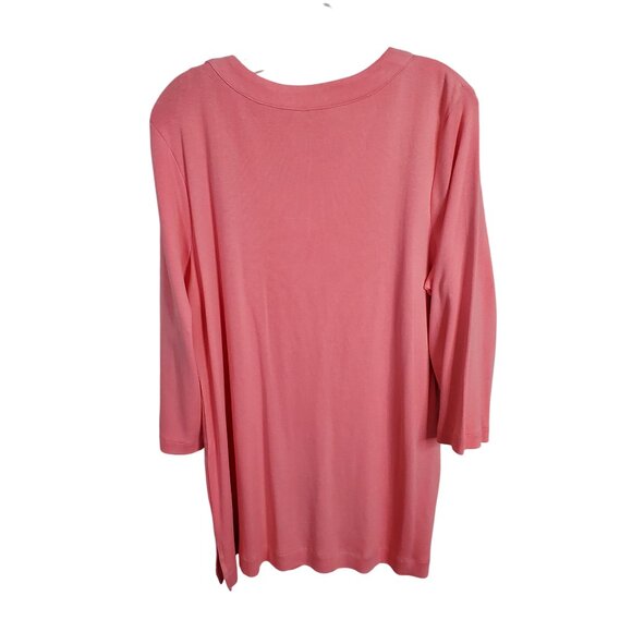 Chico's 2 Size XL Top Ultimate Tee Blocked Tunic Pima Cotton Knit Relaxed NWT - Picture 3 of 11